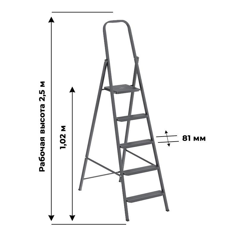 Стремянка  стальная 5 ступеней, Сибртех
