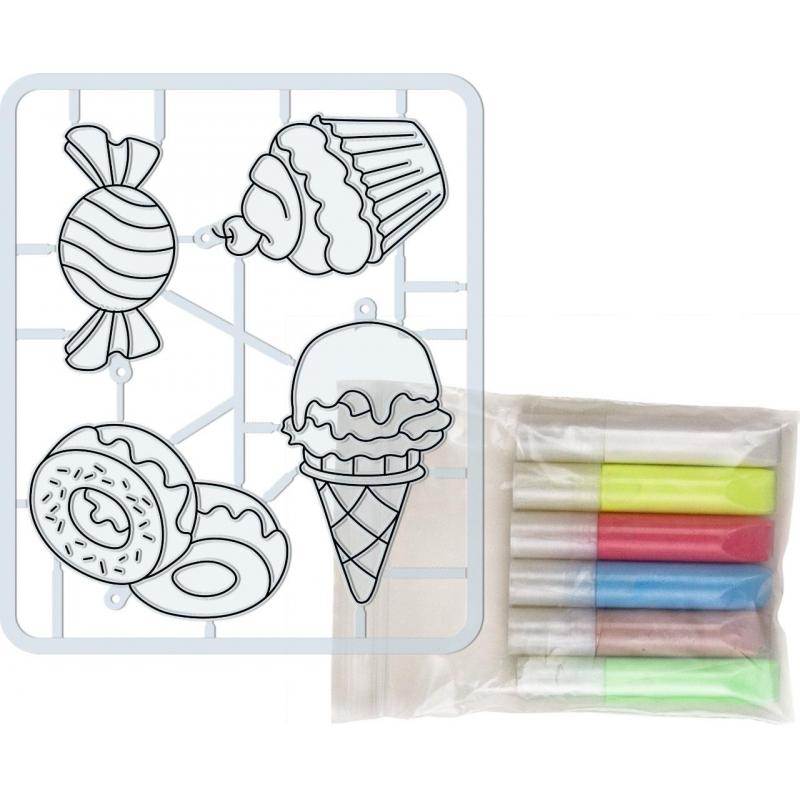 Набор для витража краски по стеклу с трафаретом Вкусняшки, 30С 1918-08