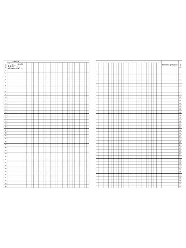 Журнал учета посещаемости учащихся.А4,16л. КЖ-1568