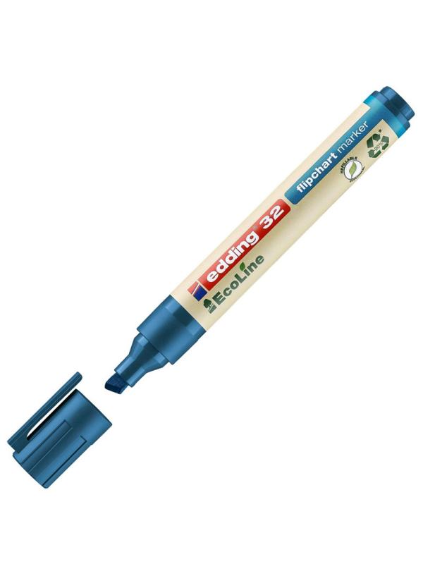 Маркер для флипчартов EDDING 32/3 Ecoline, 1-5 мм, синий, скошен. наконечн