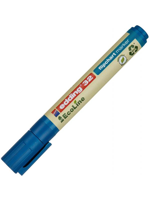 Маркер для флипчартов EDDING 32/3 Ecoline, 1-5 мм, синий, скошен. наконечн