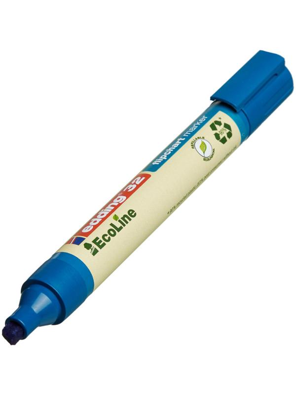 Маркер для флипчартов EDDING 32/3 Ecoline, 1-5 мм, синий, скошен. наконечн