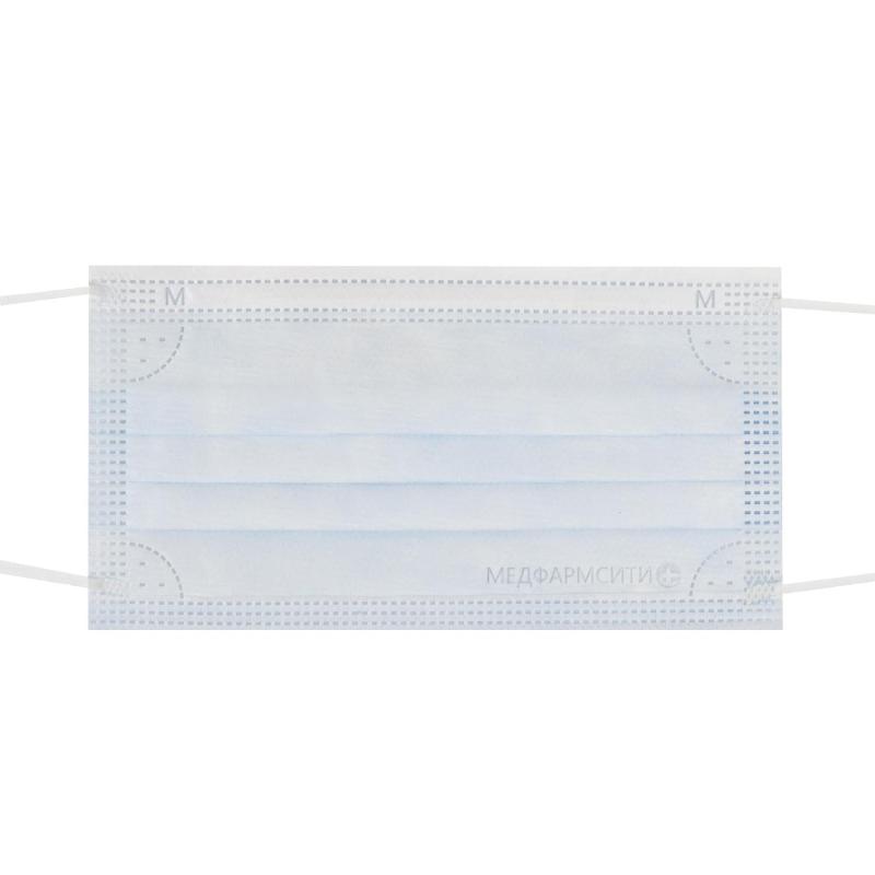 Маска медицинская 3-х слойная из нетканых материалов,гол,Премиум 50шт/уп
