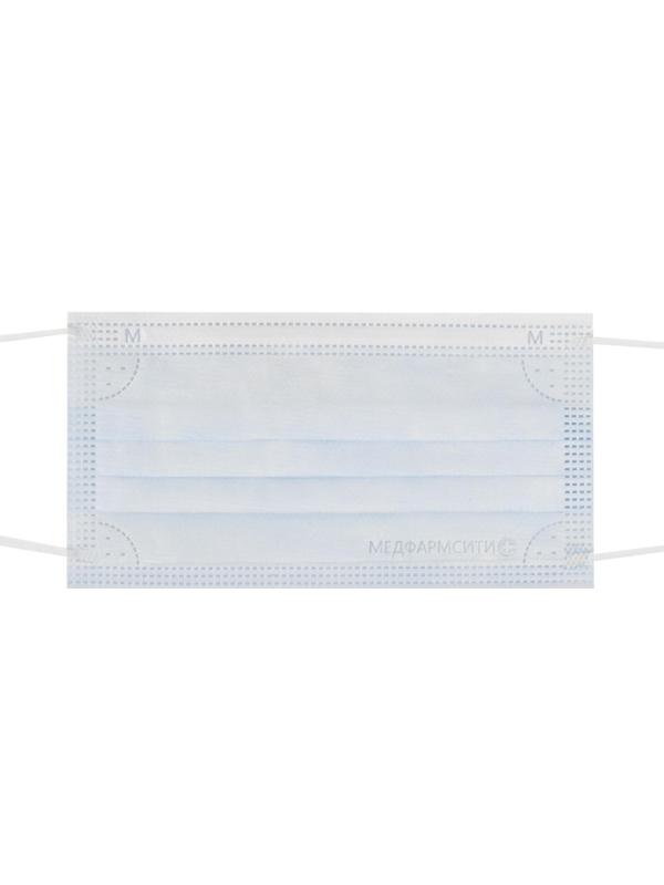 Маска медицинская 3-х слойная из нетканых материалов,гол,Премиум 50шт/уп