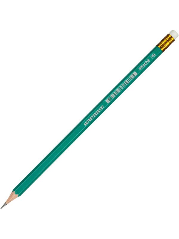 Карандаш чернографитный Attache Economy плаcтик, с ластиком,HB,зелен.корпус