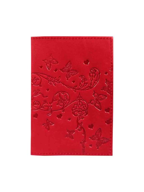 Обложка для паспорта Вдохновение нат.кожа тисн.конгрев красн 1,2-040-201-0