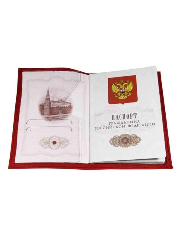 Обложка для паспорта Вдохновение нат.кожа тисн.конгрев красн 1,2-040-201-0