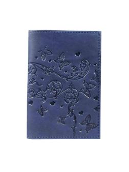 Обложка для паспорта Вдохновение нат.кожа тисн.конгрев синий 1,2-040-203-0