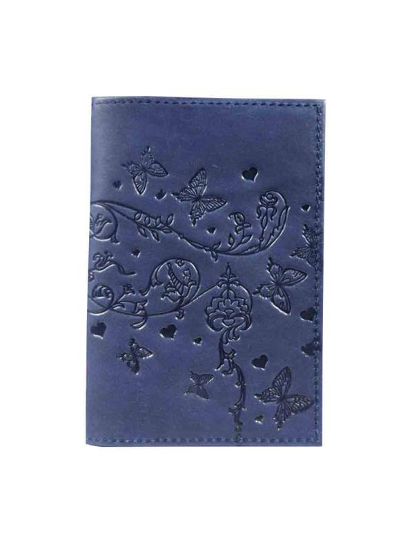 Обложка для паспорта Вдохновение нат.кожа тисн.конгрев синий 1,2-040-203-0