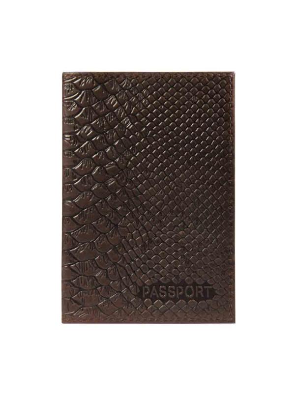 Обложка для паспорта Питон нат.кожа блинт.тисн. коричневый 1,2-059-220-0