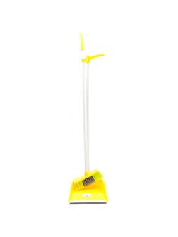 Комплект для уборки совок с щеткой для пола AF201-Y, длинный ворс, желтый