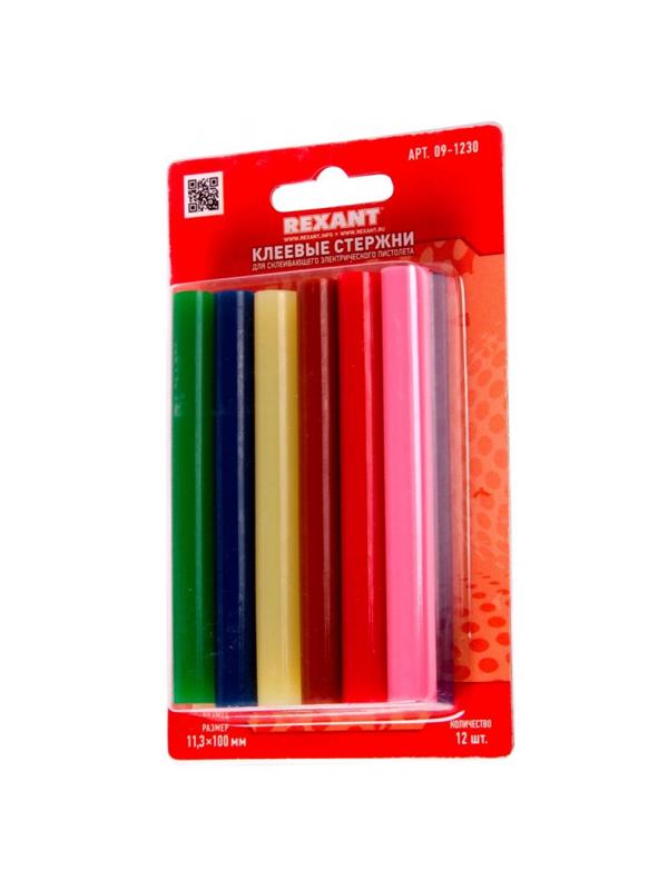 Стержень клеевой REXANT d11х100мм цветные, 12шт. (09-1230)