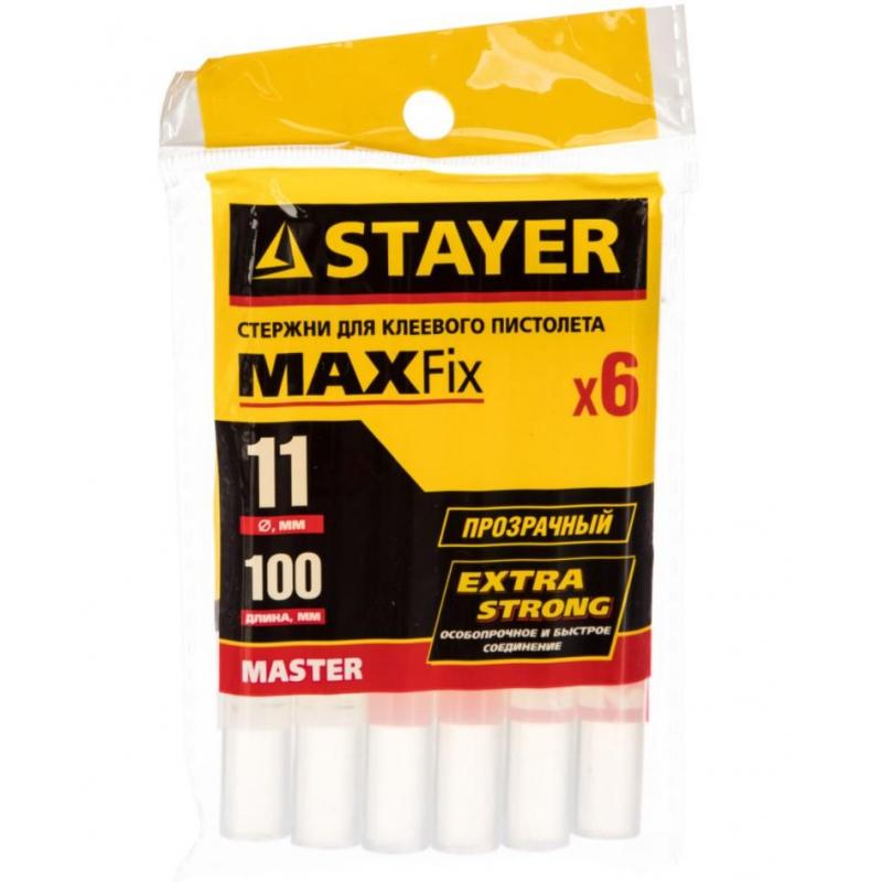 Стержень клеевой прозрачный 11х100 мм 6 шт/уп STAYER (0682-H6)