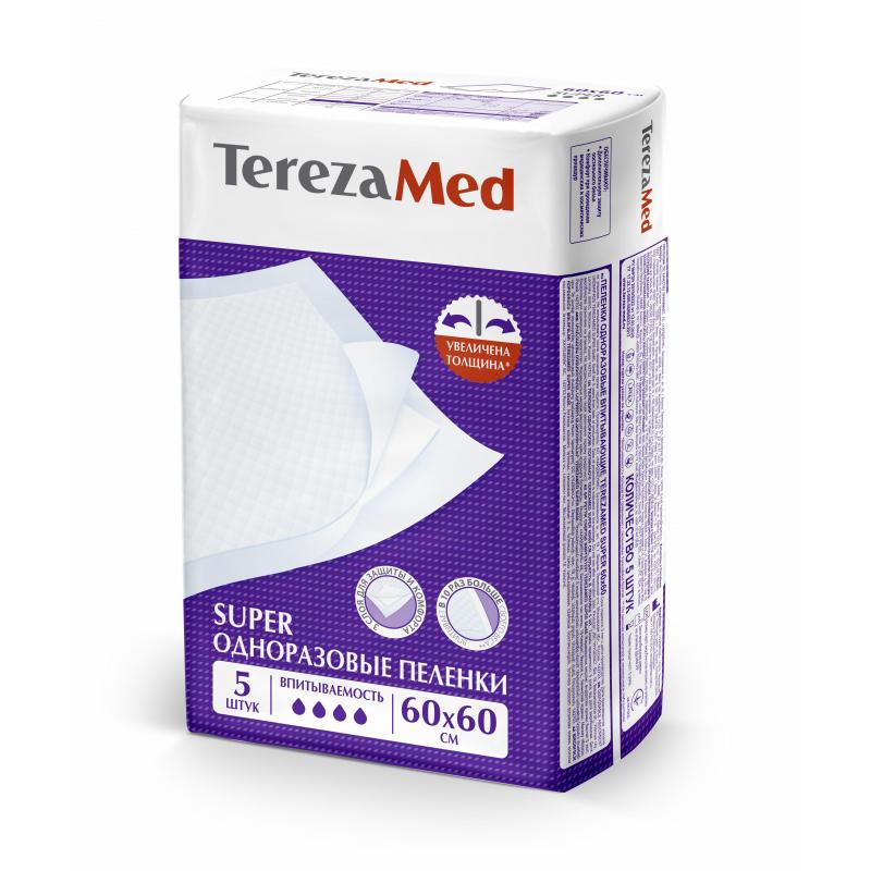 Пеленки впитывающие TEREZA MED 60х60см, SUPER 5шт/уп (89893)