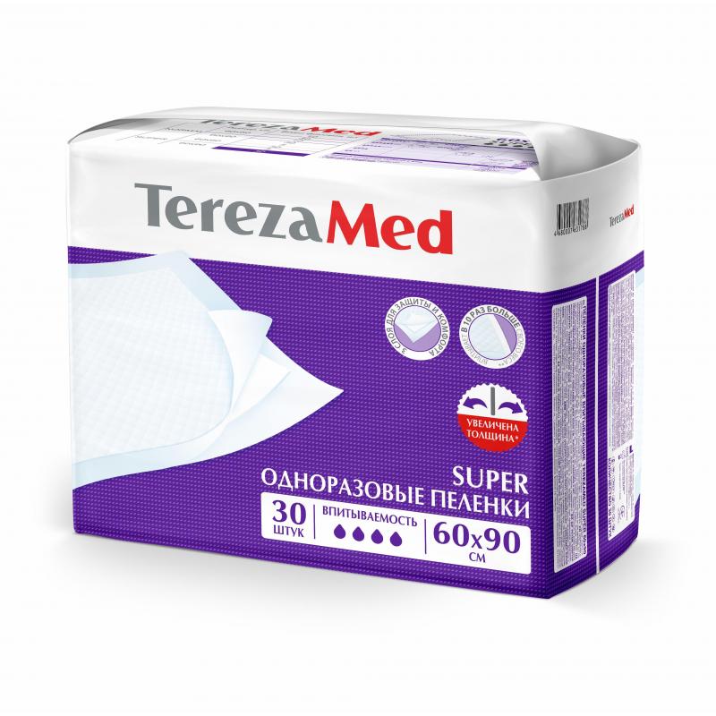 Пеленки впитывающие TEREZA MED 60х90см, SUPER 30шт/уп (90177)