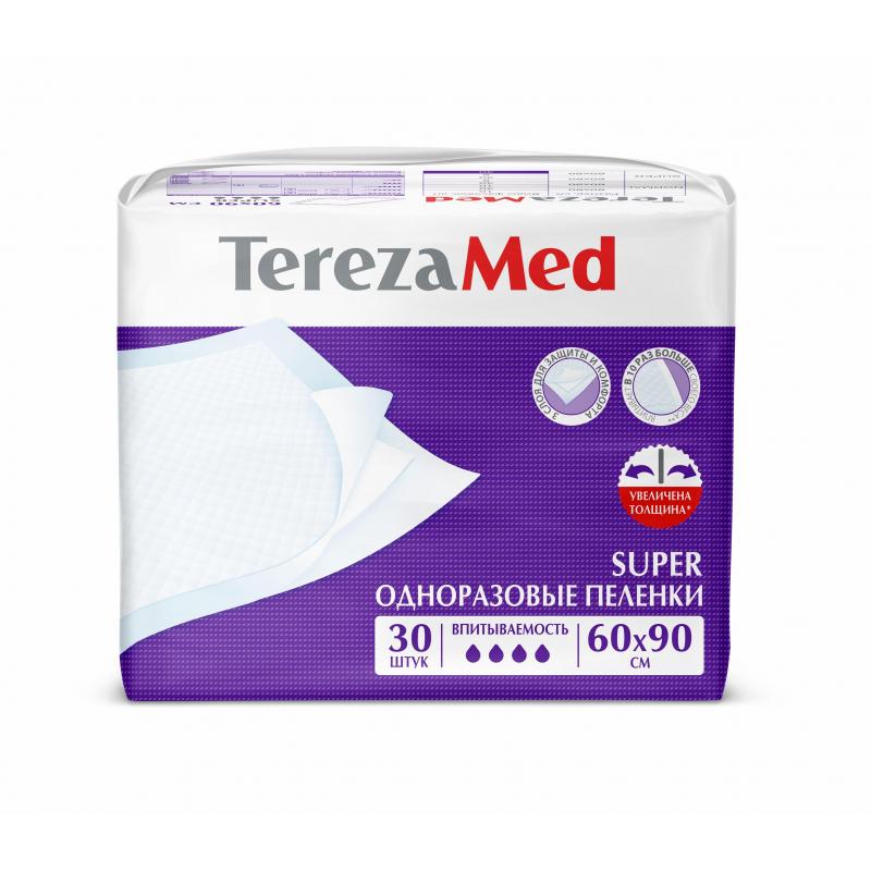 Пеленки впитывающие TEREZA MED 60х90см, SUPER 30шт/уп (90177)