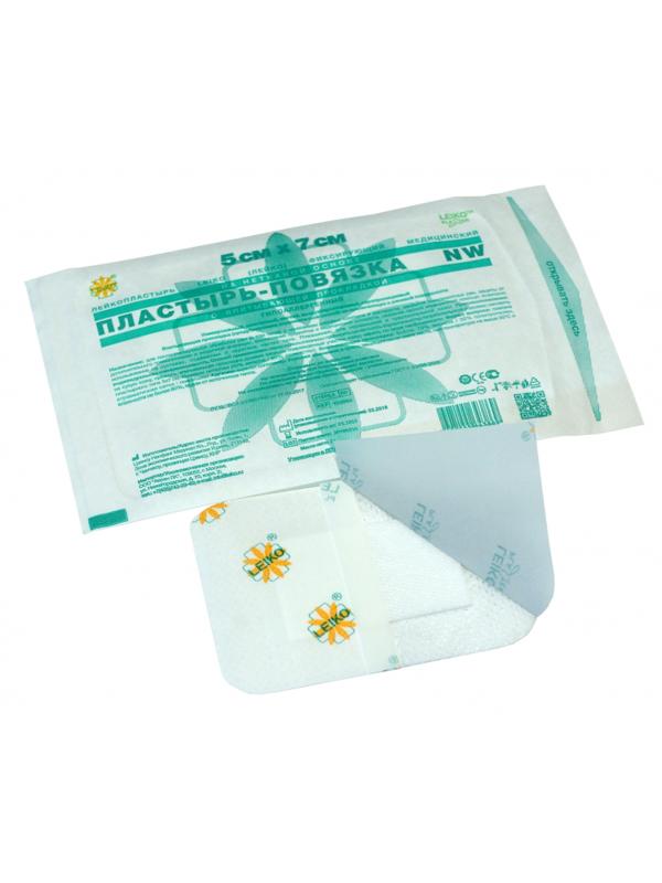 Перевяз. ср-ва Пластырь-повязка неткан основа впит подушка 5x7см 50шт/уп