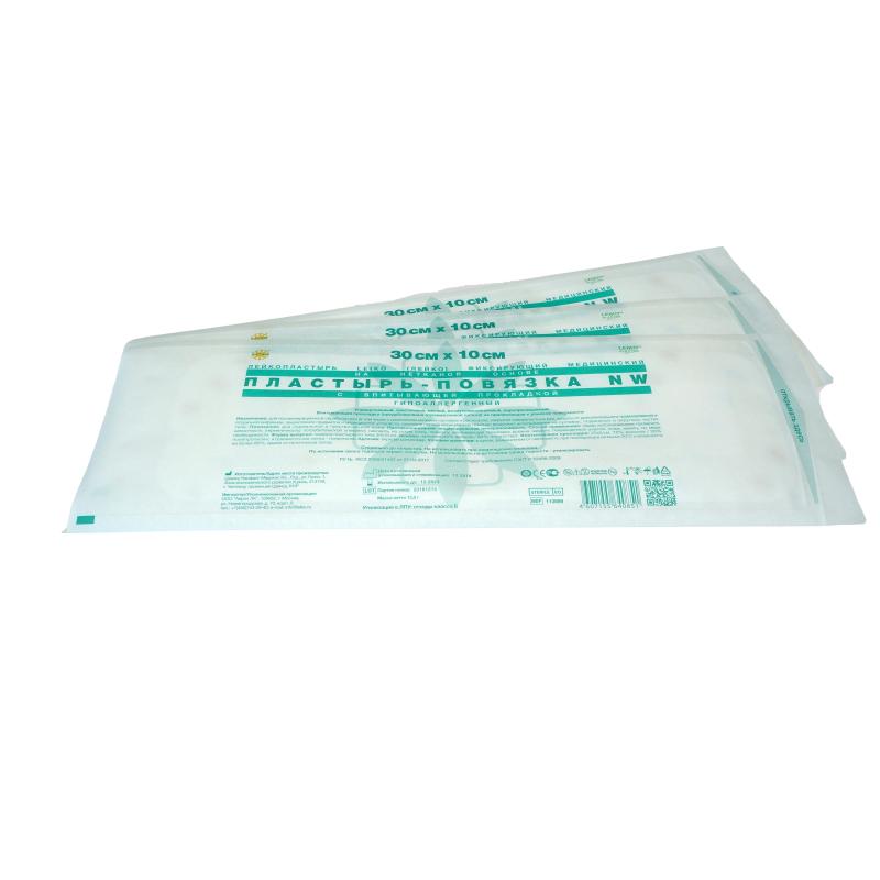 Перевяз. ср-ва Пластырь-повязка неткан основа впит подушка 30x10см 50шт/уп