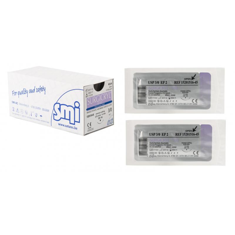 Шовный материал Сургикрил 3/0, 45см, обр.-реж. 16мм 3/8 15201516-45 12шт/уп