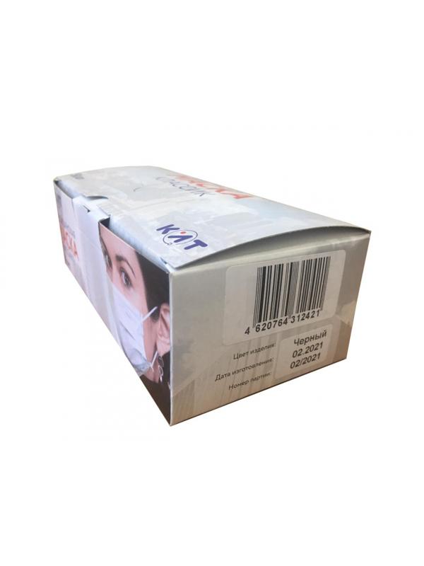 Маска медицинская 3-х сл.,резинка,черная Классик картон 50шт/уп