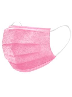 Маска медицинская 3-х сл.,резинка,розовая Стандарт п/э 50шт/уп