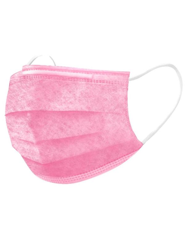 Маска медицинская 3-х сл.,резинка,розовая Стандарт п/э 50шт/уп