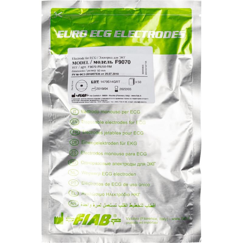 Электроды для ЭКГ однораз. D 50, пена, тв.гель, МРТ Fiab F9070/RU50-RM 50шт