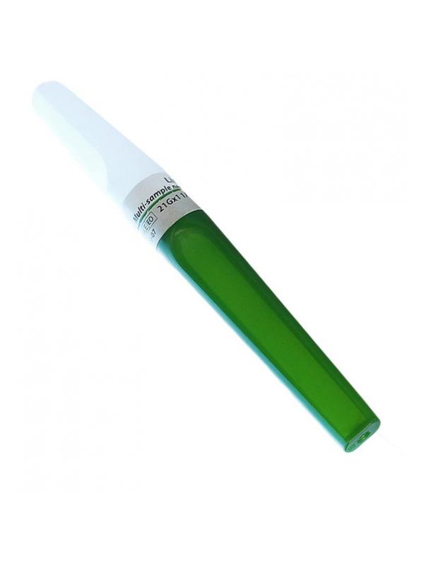 Игла двусторонняя 21G (0,8х38мм) зеленая виз.контроль Lind-Vac 50шт/уп