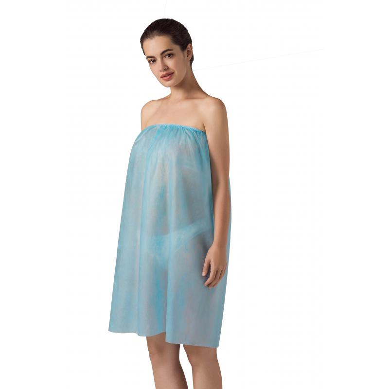 Накидка - парео на резинке, спанбонд, голубой, 150х80, 10 шт/упак