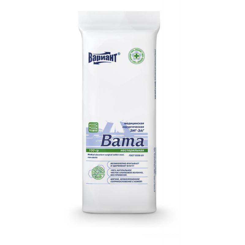 Перевяз. ср-ва Вата гигроскопическая хирургическая Зиг-Заг 100г н/ст