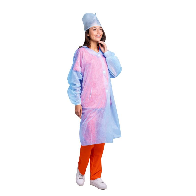 Халат н/с процед, рук.рез, на липч, XL, дл.110см, пл 25, голуб, 10шт/уп