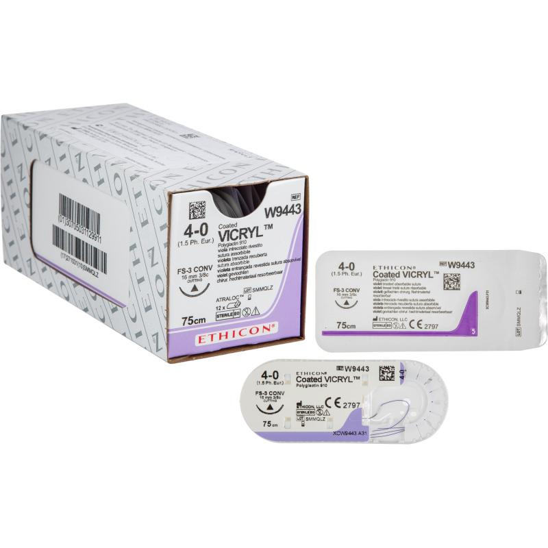 Шовный материал ВИКРИЛ 4/0, 75см, реж. 16мм, 3/8 W9443 12шт/уп