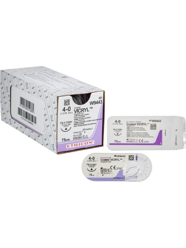 Шовный материал ВИКРИЛ 4/0, 75см, реж. 16мм, 3/8 W9443 12шт/уп