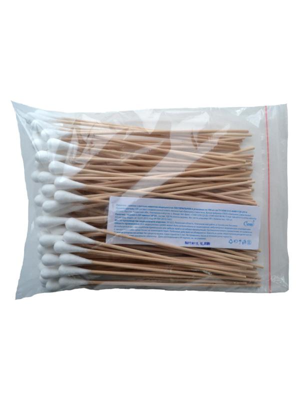 Зонд тампон (палочка) нестер. дерево/хлопок 20см(L) Россия 100шт/уп.