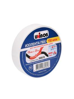 Изолента UNIBOB 19мм х 20 м, белая, 150 мкн