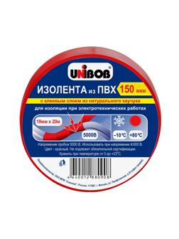 Изолента UNIBOB 19мм х 20 м, красная, 150 мкн