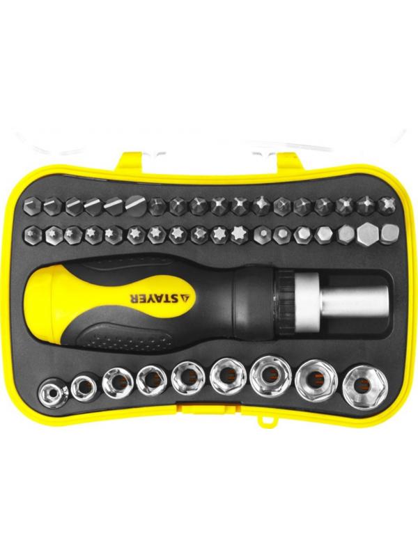 Отвертка реверсивная с насадками 46 шт  мм Stayer Compact-46 25084-H46