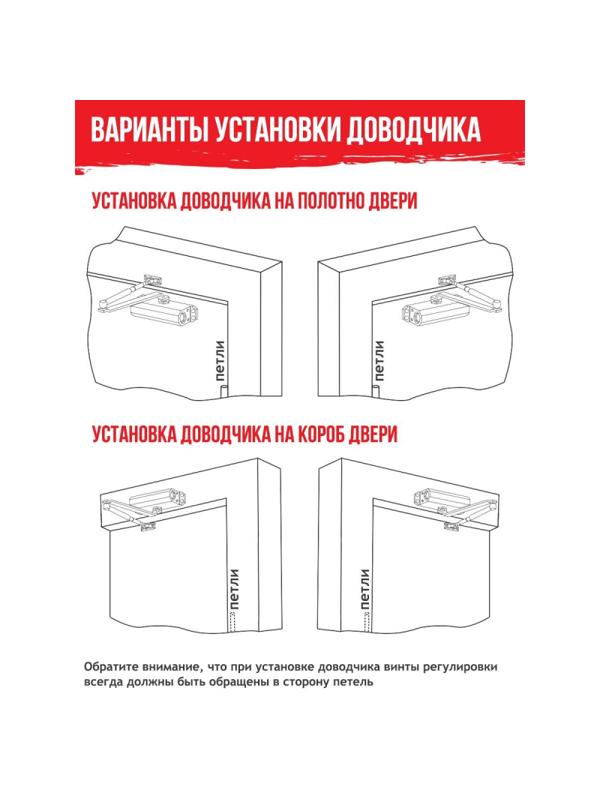 Доводчик дверной Isparus ISP 410, 15-60кг, белый