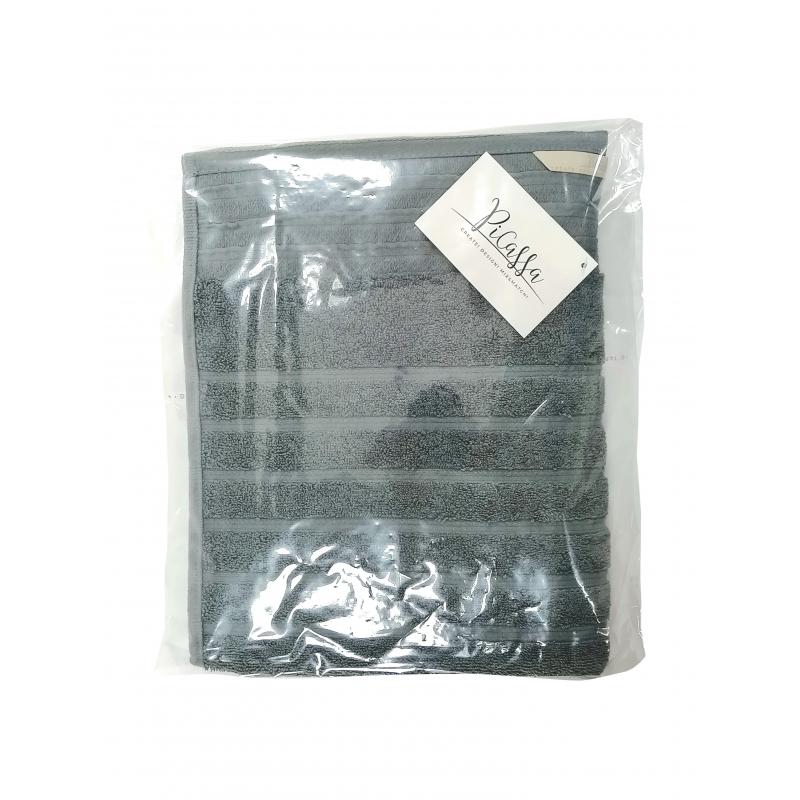 Полотенце махровое 70х130 Страйп серо-зеленый