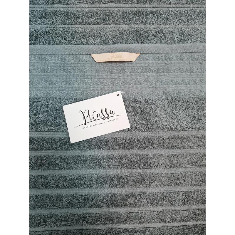 Полотенце махровое 70х130 Страйп серо-зеленый