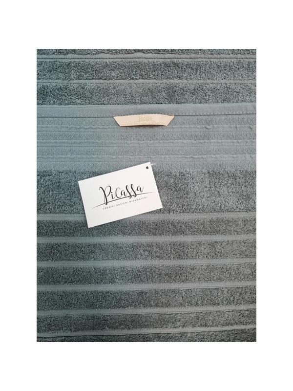 Полотенце махровое 70х130 Страйп серо-зеленый