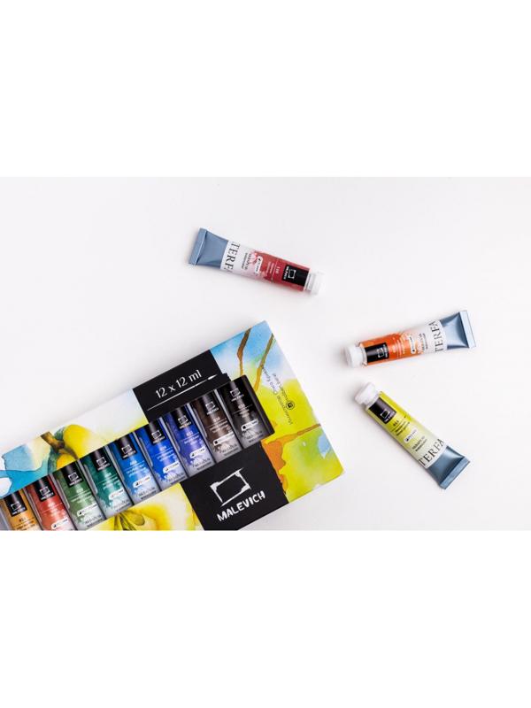 Краски акварельные Малевичъ WaterFall, 12 цв. по 12 мл, 622112