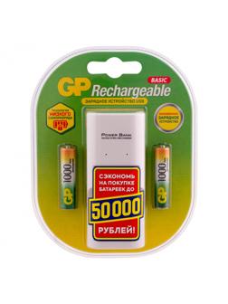Зарядное устройство GP 100AAAHC/CPB2-2CR2, USB, 2 слота + 2 акк. 1000 ser