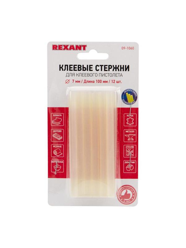 Стержень клеевой REXANT d7.4х100мм прозрачные светящиеся, 12шт. (09-1060)