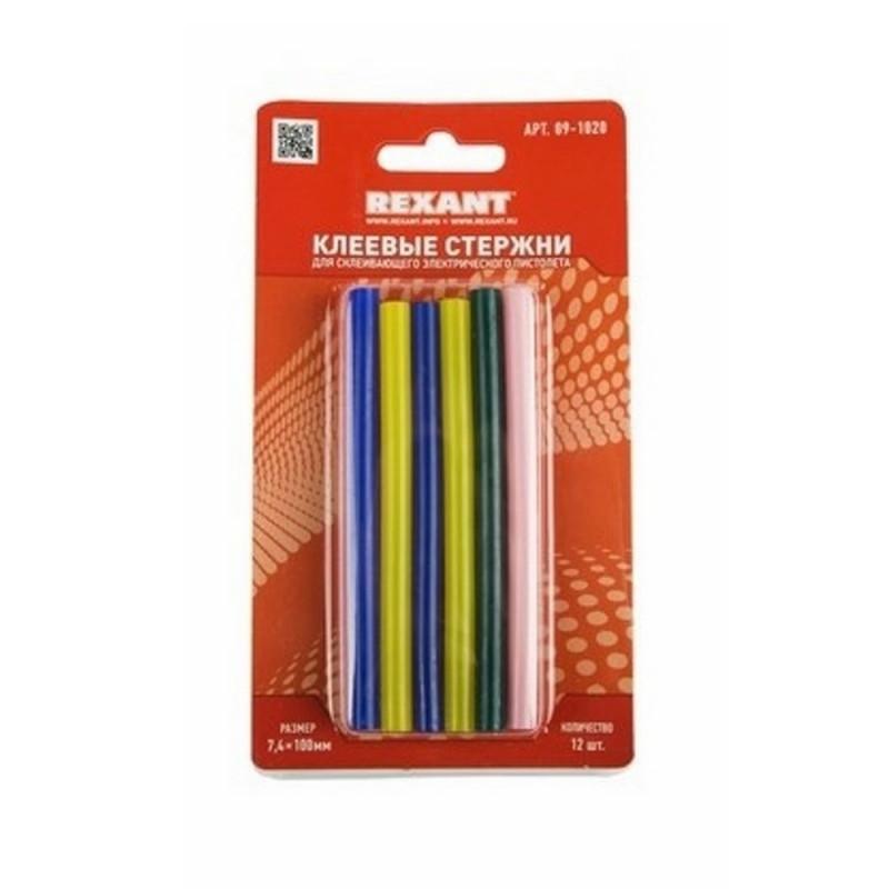 Стержень клеевой REXANT d7.4х100мм, цветные 12шт. (09-1020)