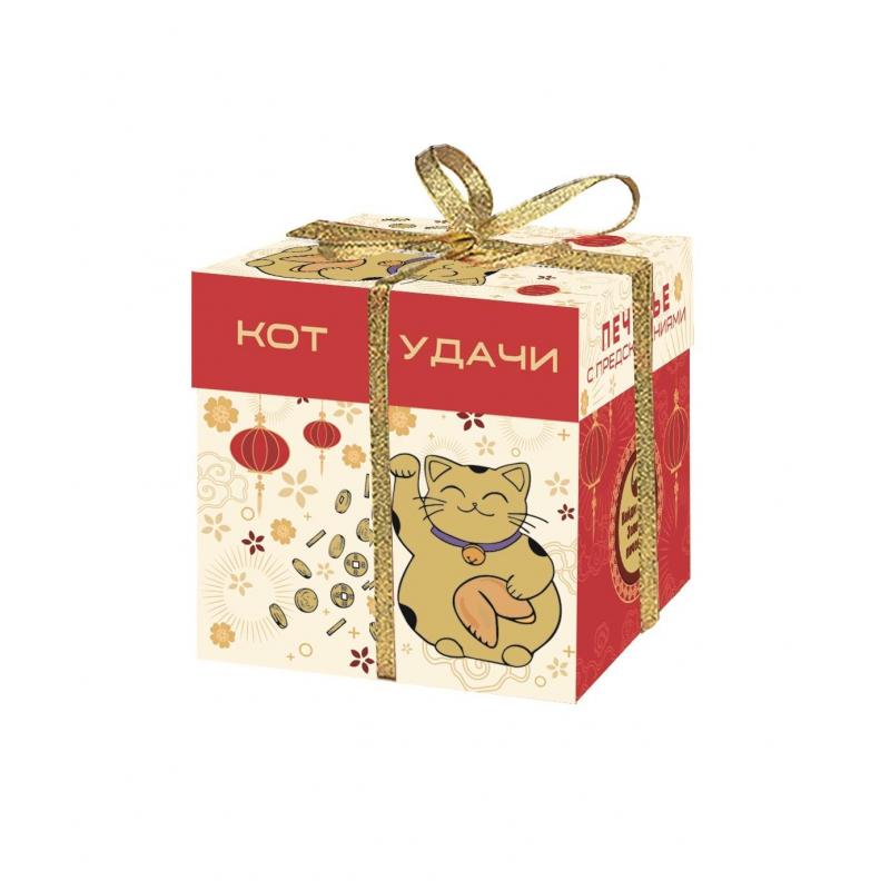Печенье подарочное с предсказанием удачи Кот удачи и богатства 35гр