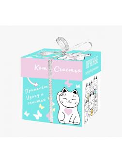 Печенье подарочное песочное с предсказанием удачи Кот счастья 35гр