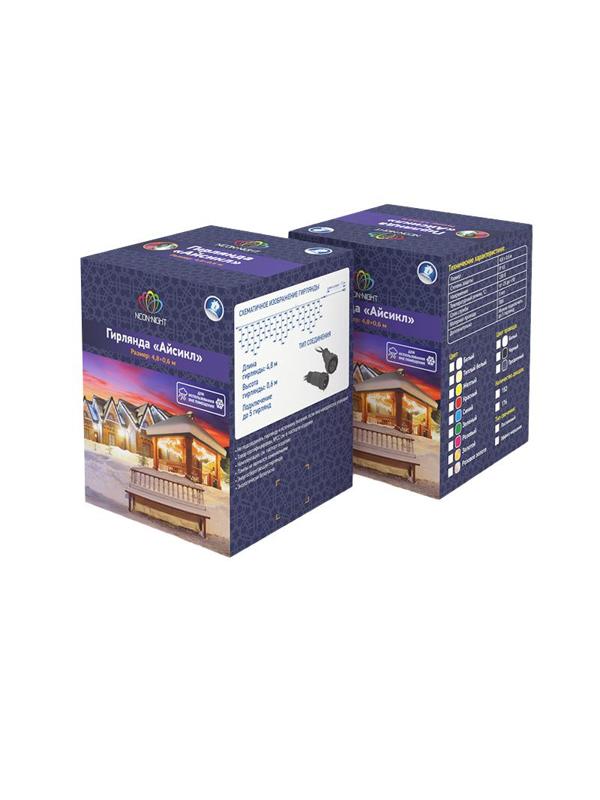 Гирлянда светодиодная Айсикл (бахрома) 76, 2,4х0,6м, 230В, синие, 255-033-6