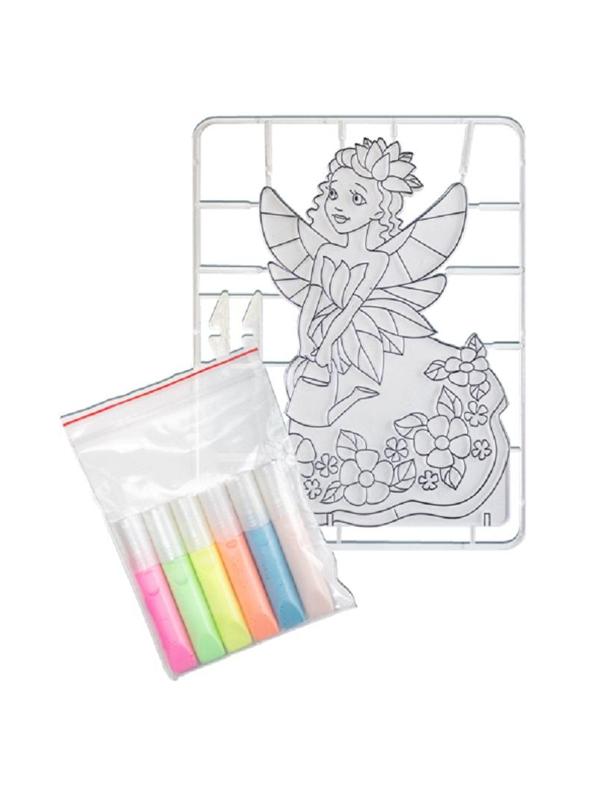 Набор для витража краски по стеклу с трафарет.'Цветочная фея'30С 1947-08