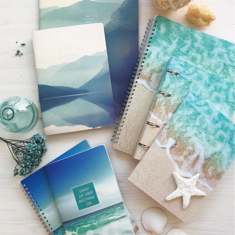 Тетрадь общая А5, 80л. клетка, кольца  155х212мм. Nature, прибой N1551